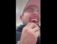 Man disgusted after dog lick his tongue