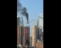 Collab WINY - Burning crane fall down and hit building blocks away pov 