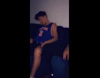 Guy blue jersey shirt purple skincare mask 