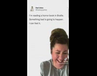 Woman reads dad joke tweets 
