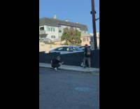 Guy pictures on lime scooter