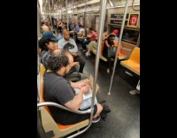 Collab Subway Creatures - Man ride subway with chicks in box