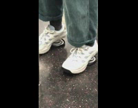 White shoes with springs as heels