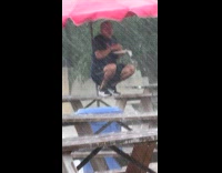 Collab WINY - Man eating while taking cover from storm 2