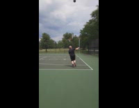 Man Throws Ball High and Shoots it