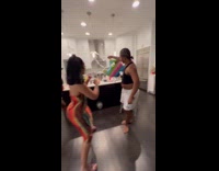 Woman punching a pinata 