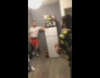 Guy tries to kick ceiling light fail