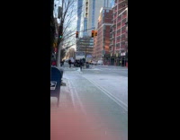 Man ride bike plastic stuck on foot