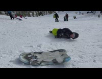 Green pants boy falls off sled scorpion 