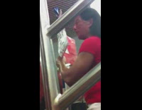 Collab Subway Creatures - man with face painted red preaching