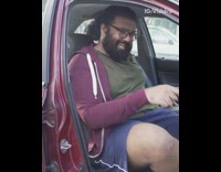 Guy gets in too hot red car 