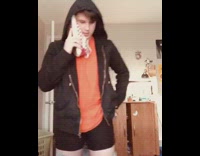 Guy uses red checkered shoe as phone 