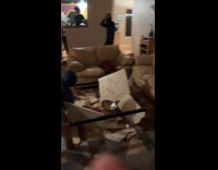 Marble table crack down at a party