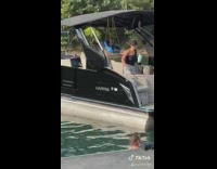 Baby swings on boat cover carseat