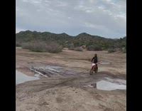 Red motorcycle jump fail 