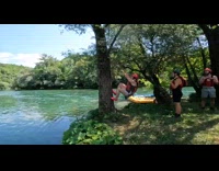 Woman rope swing but fell river edge