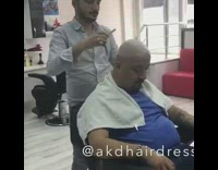 Bald Guy Scares Hairdresser in Chair 