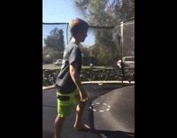 Slowmo Kid Drops Other Kid On Trampoline