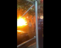 Huge flames from pile of trash night