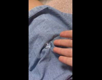 Person plays with clear jelly 