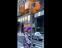 Girl scary clown costume free hugz sign