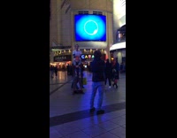 Guys make human tower for photo