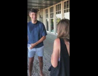 Guy blue shirt splash water tiktok video