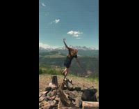 Girl balancing on log falls fail
