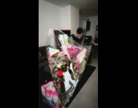 Woman gets her husband flowers on his birthday
