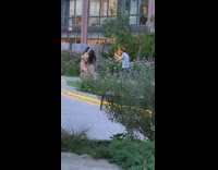 Two girls dress dance princess carry garden