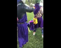 Collab BitchMP - Purple costume slack line flip fail