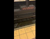 Collab Subway Creatures - Flood water flows on subway rail tracks