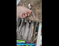 Womans entire kitchen drawers is baby proof 