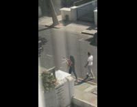 Girl black leggings walk selfie street car