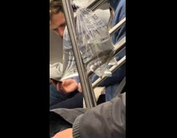 Plastic bags with fishes in subway train