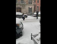 Woman gray top skirt throw face mask