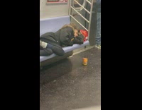 Nacho cheese floor subway woman sleeping seat