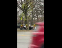Group women yellow leotard twerk white car