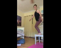 Girl on chair hits ceiling fan fail 