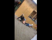 Mom and daughter twerk on floor