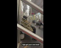 Woman records another woman wearing same outfit on subway