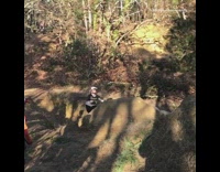 White helmet blue bicycle backflip success woods