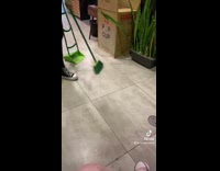 Girl with broom pick up line sweeping girl off her feet 