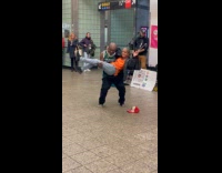 Collab Subway Creatures - Old man carry old woman band plays on subway