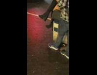 Rat crawl while dj play music street