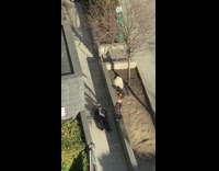 Collab IITW - Woman with gold props outfit poses on the sidewalk