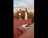 Two women selfie at outback while sunset