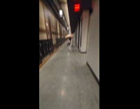 Drunk woman falls while running on hallway