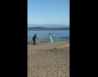 Woman blue slit pants dance face mask part 2