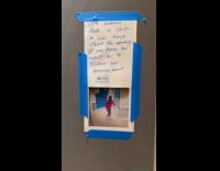 Poster notice of person pooped inside trash closet 